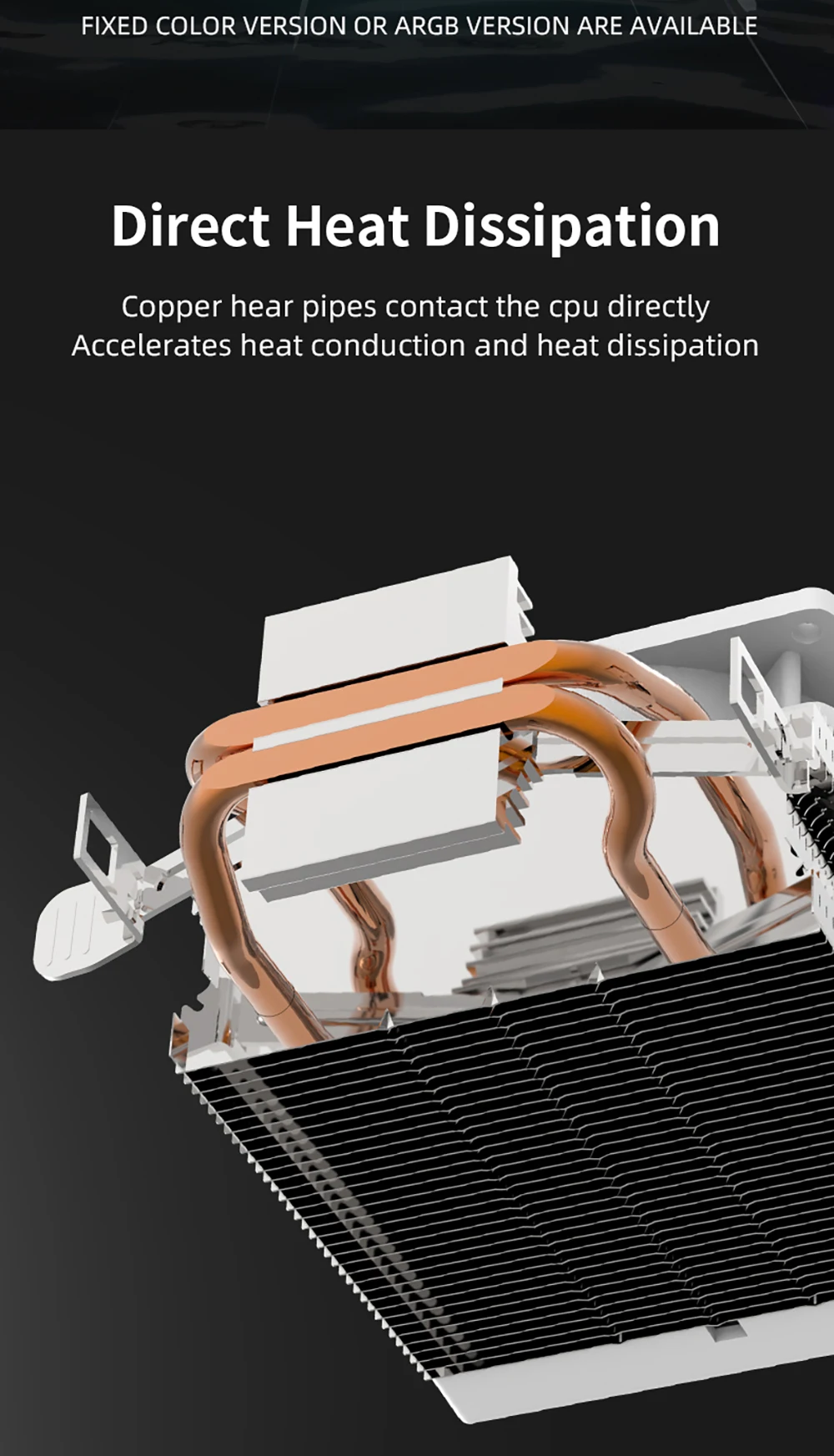 CPU Cooler ZH1200 2 Heatpipes Radiator ARGB 4PIN PWM Silent Fan For Intel 1700 1