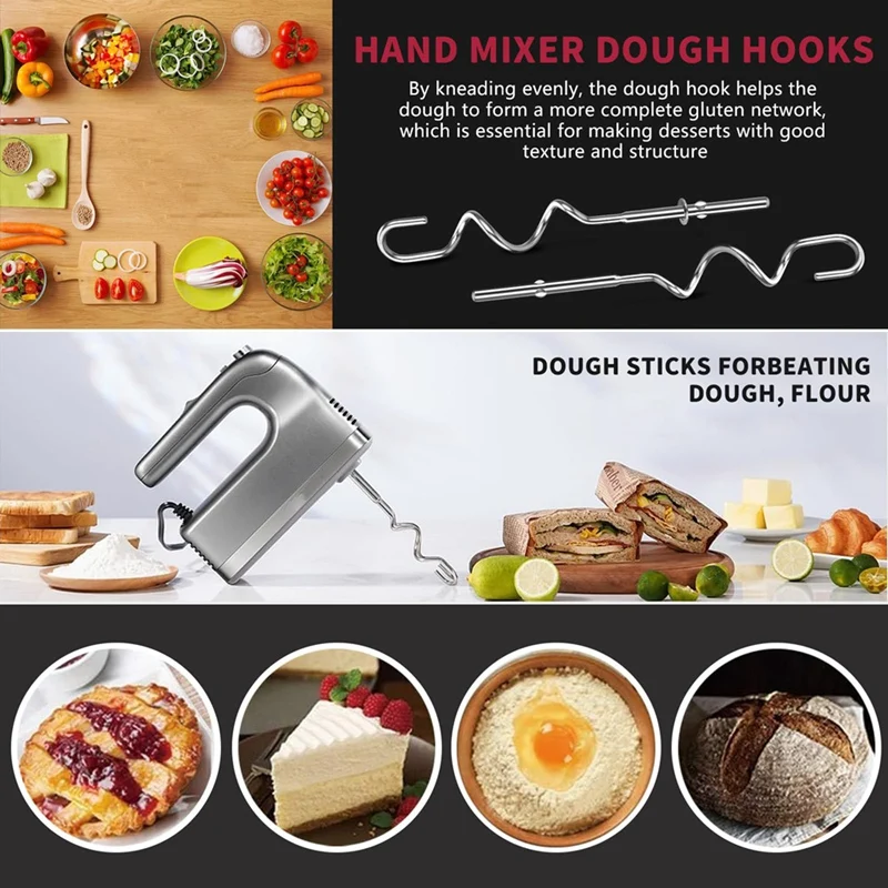 Dough Hook for Hand Mixer Replacement for Kitchenaid Hand Mixer Dough Hooks KHM512 Stainless Steel Hooks