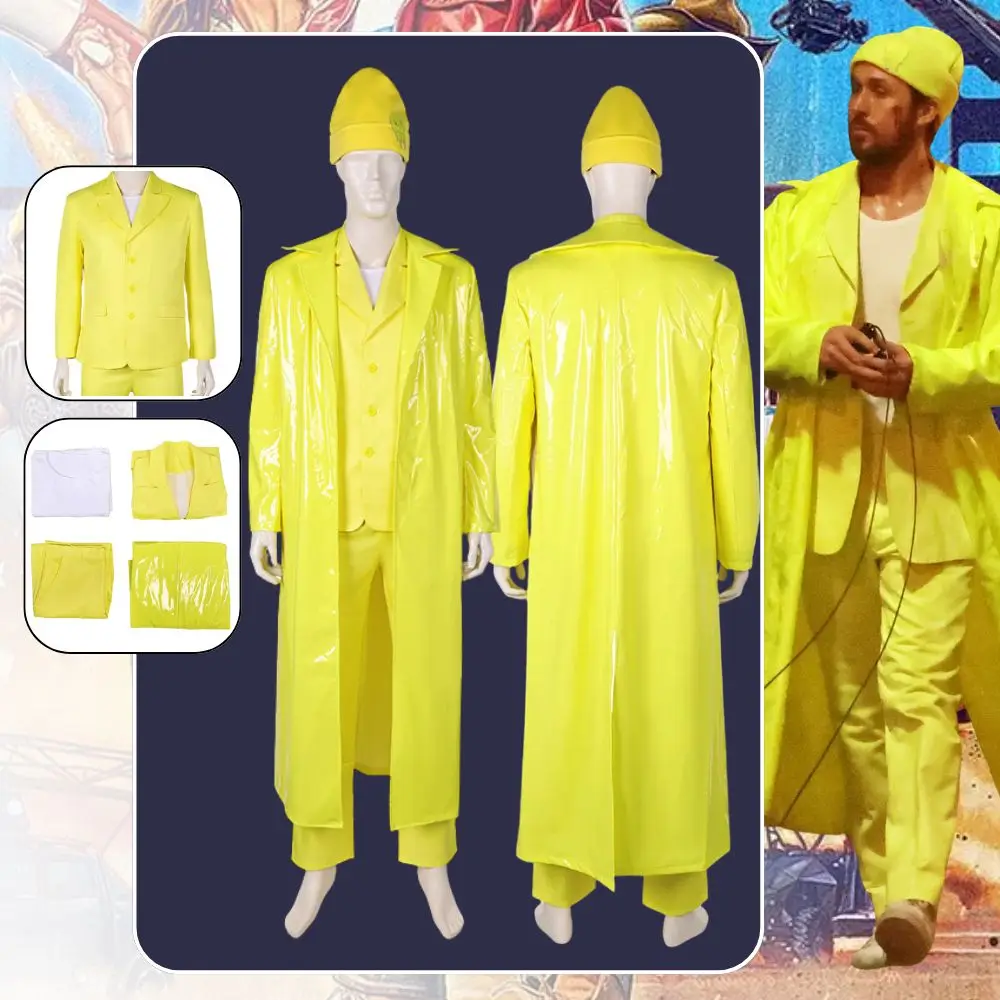 

Colt Seavers Cosplay 2024 Movie The Fall Guy Fantasy Costume Disguise For Men Male Adult Yellow Suit Hat Halloween Carnival Set