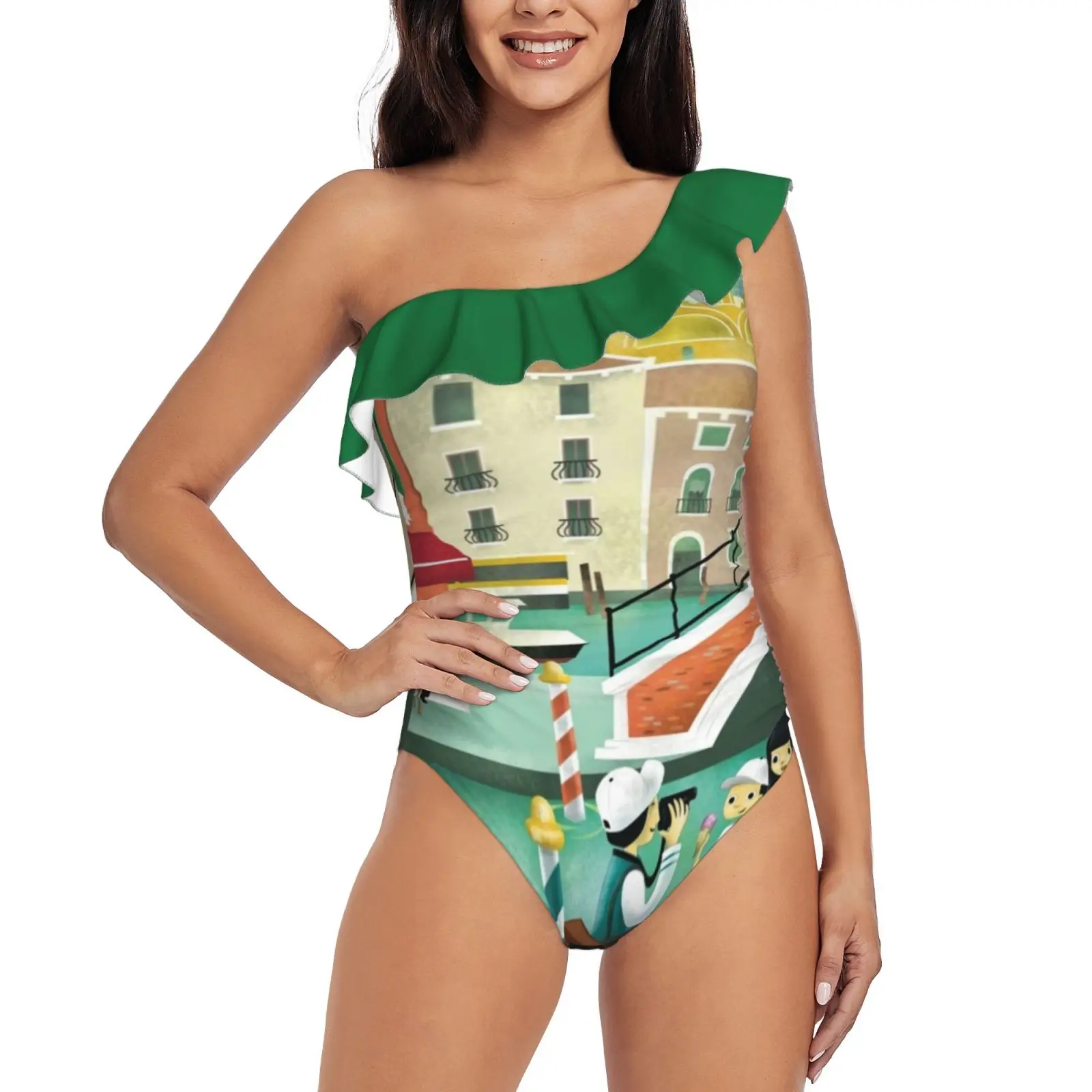 Costumi Da Bagno Monospalla Con Volant Di Venezia Costume Da Bagno Intero Sexy Costumi Da Bagno Donna Monokini Italia Venezia Venezia Viaggi Città