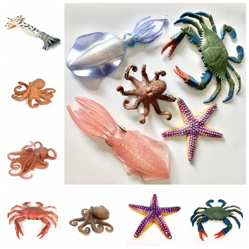 PVC Simulation Sea Life Animals Model Statue Handmad Octopus Action Figures Toy Crafts Collectible Crab Model Figurines
