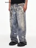 3D Printed Trouser Chain Loose Washed Digital Graffiti Keychain Printed Jeans Men Luxury Jeans 4