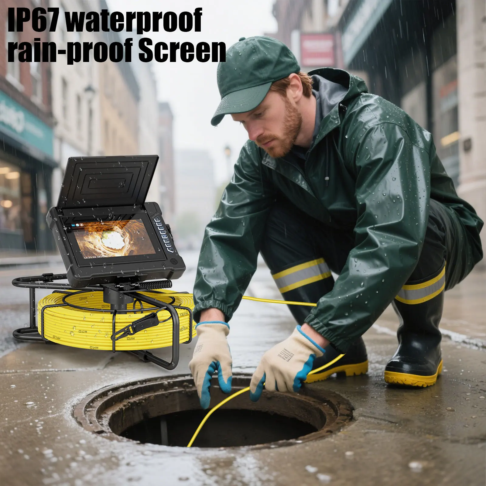 Diameter Sewer Pipe Inspection Camera For Pipe 7inch DVR Recording 23MM 12V 2650mAh Lithium Battery 16GB Card 5