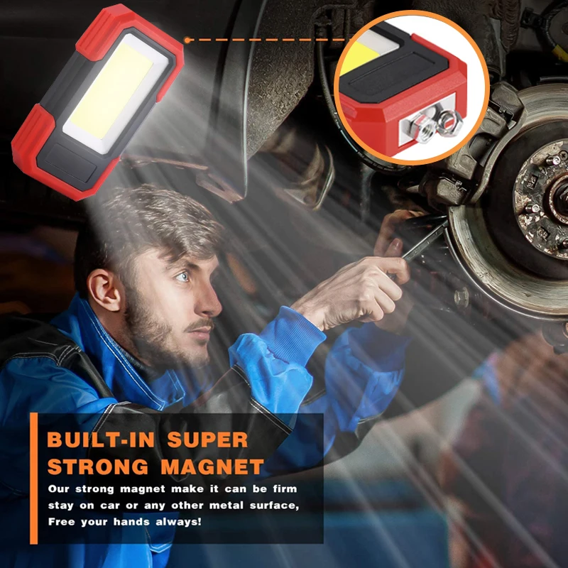 600LM COB LED Camping Emergency Flashlight 3AAA Work Light Magnetic Inspection Lamp 3Modes