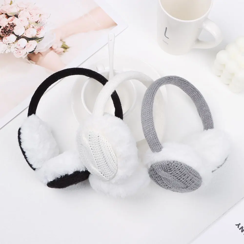 

Women Soft Warm Ear Muff Ear Warmers Plush Earmuffs Knitted Earflap