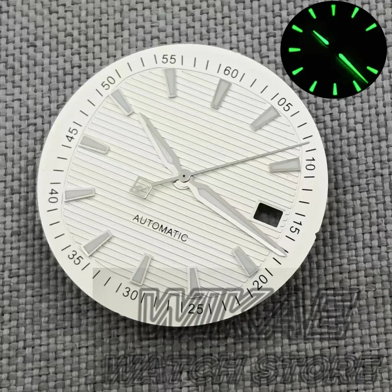 Wave Texture 33mm Watch Dial with Green Luminous Date Hands - Premium Watch Accessory