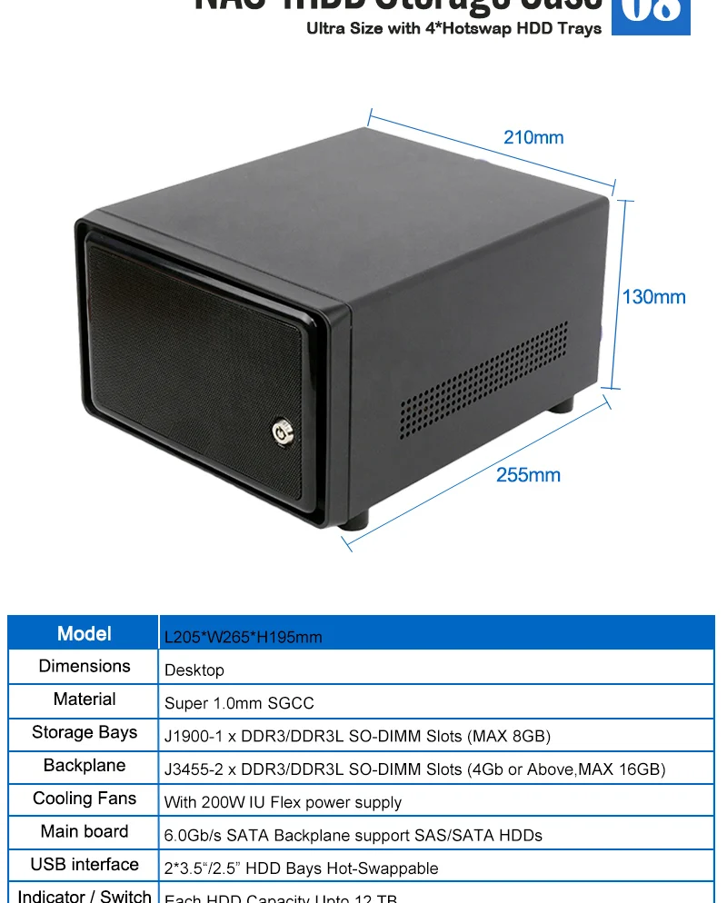 HDD, Suporte Mini ITX Motherboard, Home Office,