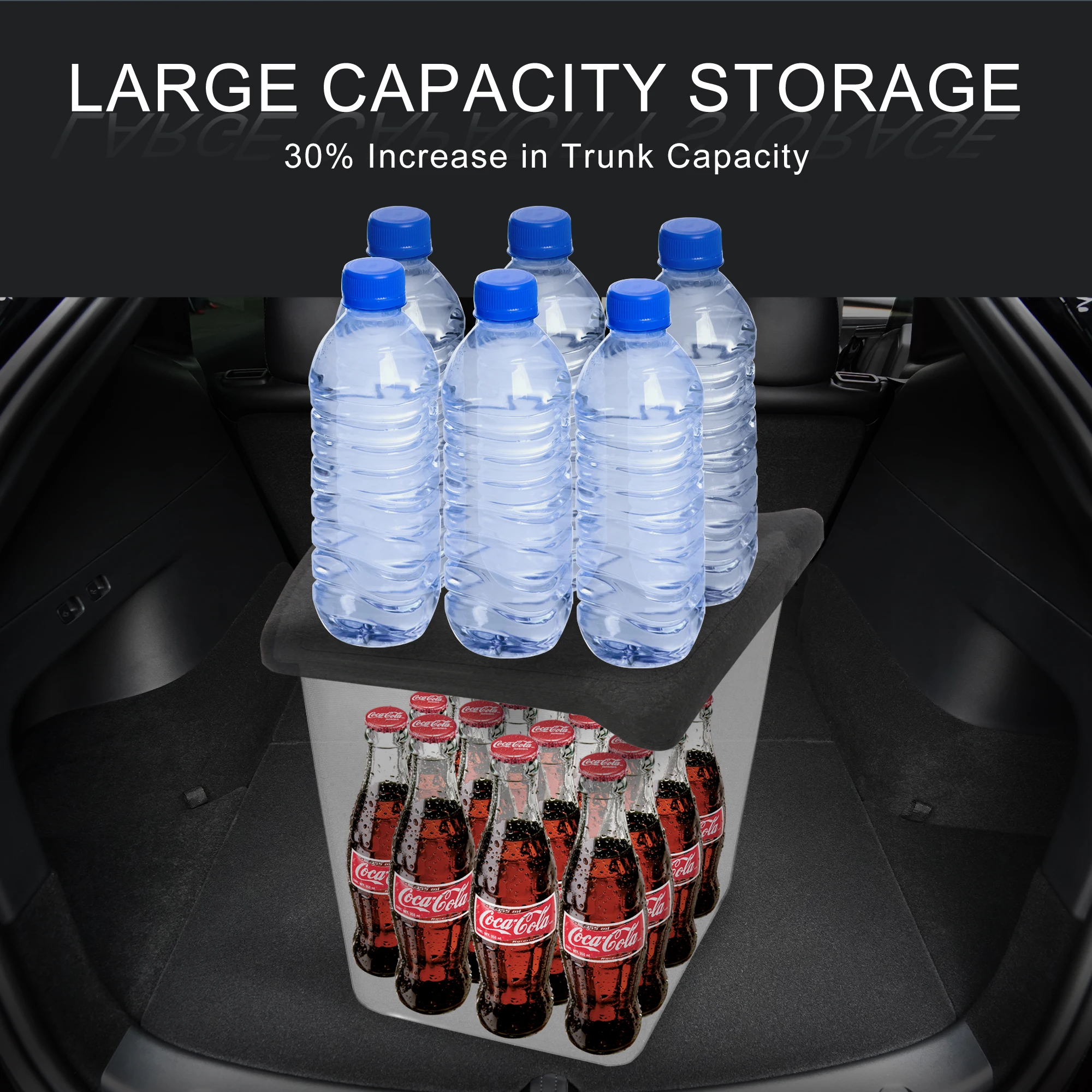Fuse Storage Box For Tesla Model Y Trunk Side Storage Box For 5 Seater Lid Reinforced Handle Car Interior Accessories Black