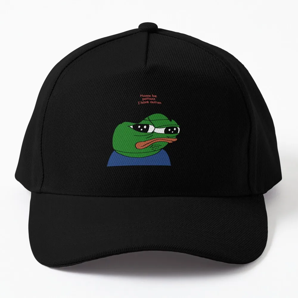 

Please be patient I have autism Pepe Baseball Cap Fluffy Hat Male tea hats Ball Cap Wild Ball Hat Hats Man Women's