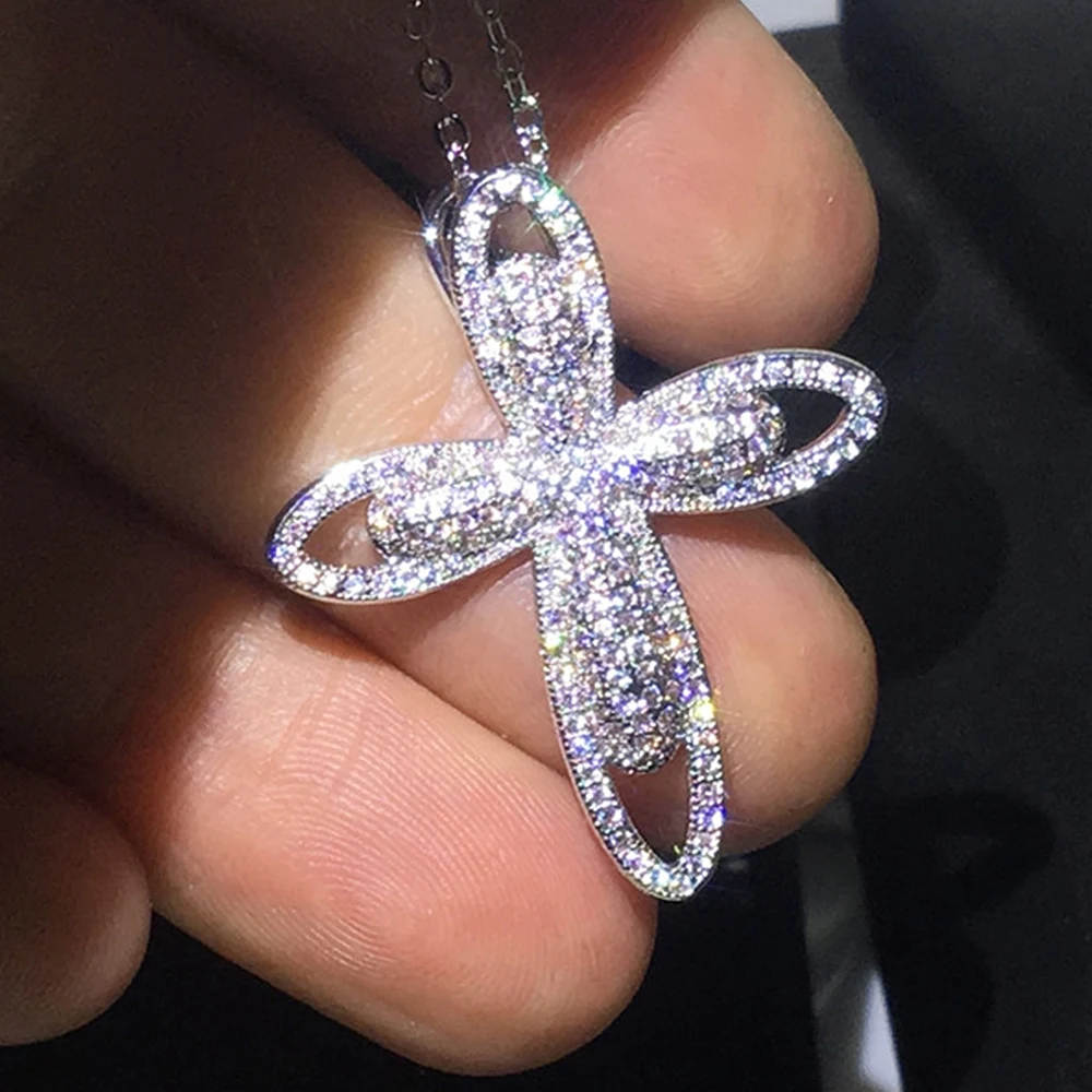 CAOSHI Stylish Lady Shine Cross Necklace Luxury Dazzling Zirconia