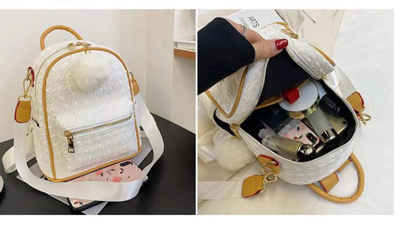 New Arrival Women Fashion Pu Soft Leather Double Zipper Shoulder Bags Large Capacity Backpack Handbag Casual Travel Backpacks 5