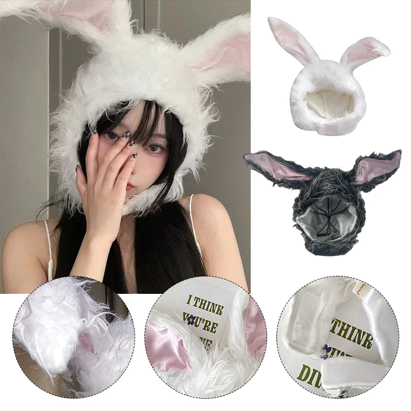 Rabbit Bunny Ears Hat Cute Girl Plush Soft Costume Headwear Cap Photo Props Party Cosplay Prop Earflap Warmer Caps new year cosplay props indian chief hat feather headdress thanksgiving day carnival costume party props kids and adult headwear