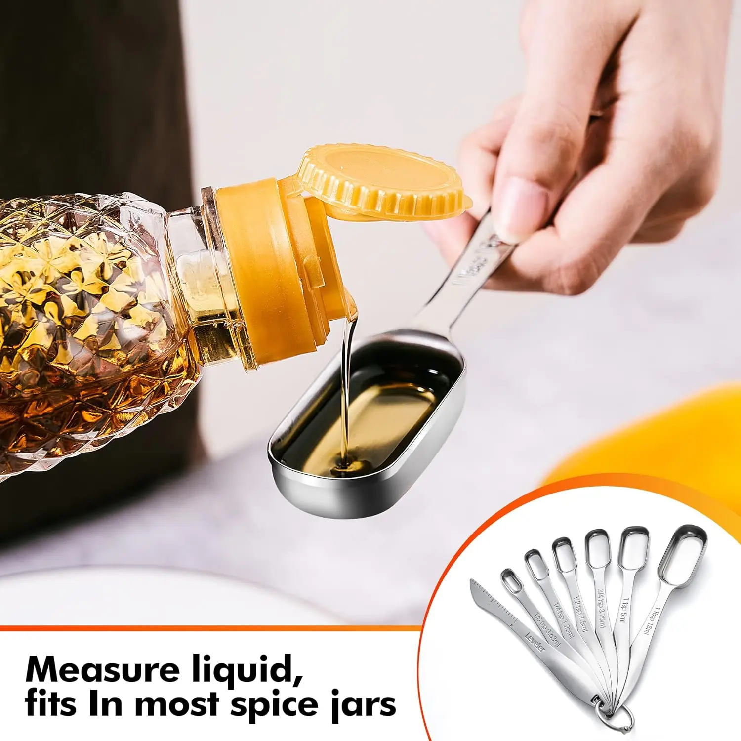 Kitchen Measuring Spoons Measuring Spoon Set Measuring Cup And Spoon Set Heavy Duty Measuring Spoons Set Stainless Steel, Metal Measuring Cups and Spoons Set for Dry or Liquid, Fits in Spice Jar