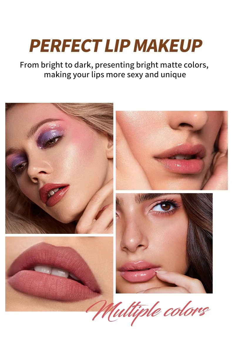 Description Picture 3 of item6-Colors Matte Lip Gloss Set Smooth Long-Lasting Moisturizing Waterproof Lipstick Holiday Gift Box