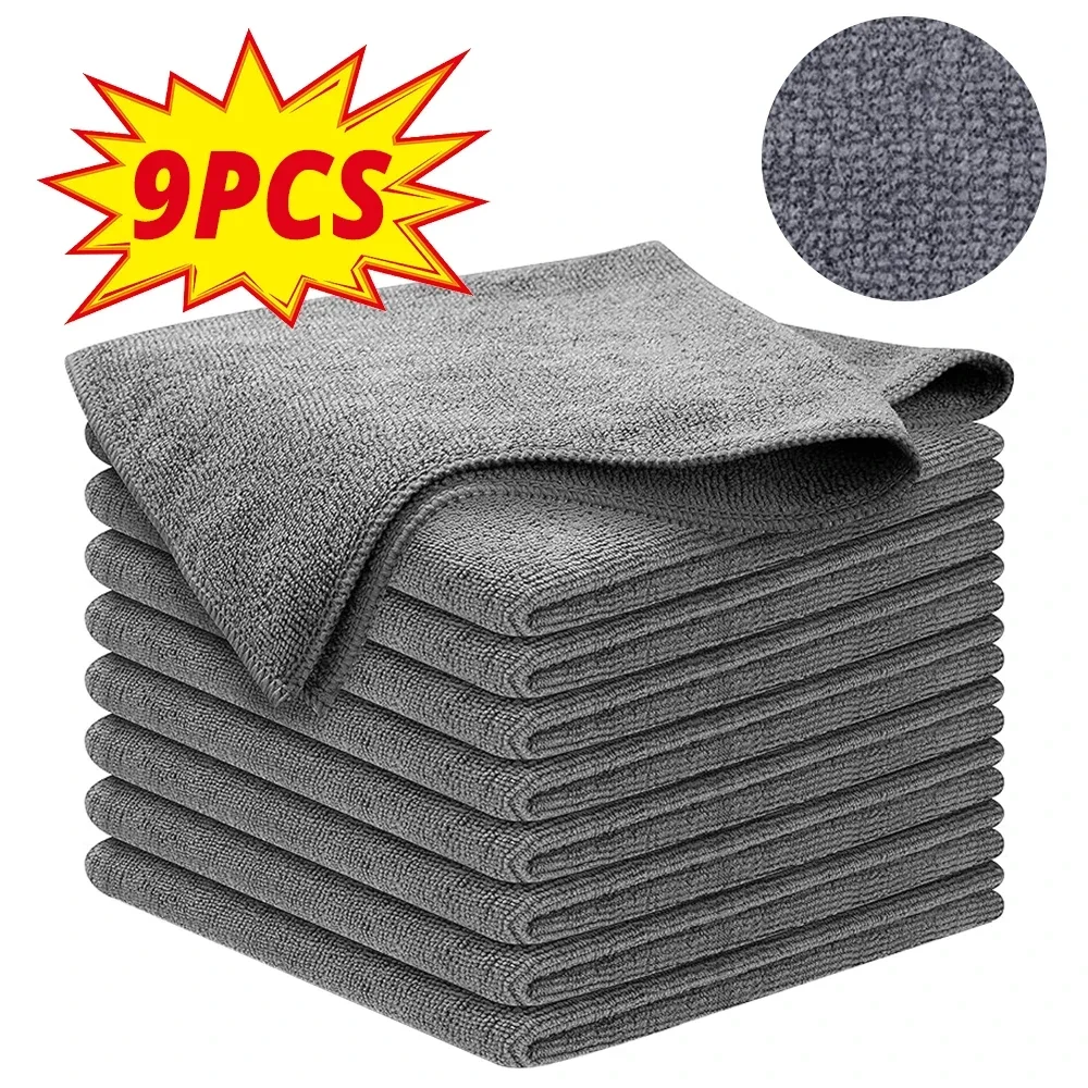 

9Pcs Microfiber Decontamination Kitchen Home Car Dishwashing Ultrafine Fiber Absorbent Towels and Non Stick Oil Cleaning Cloth