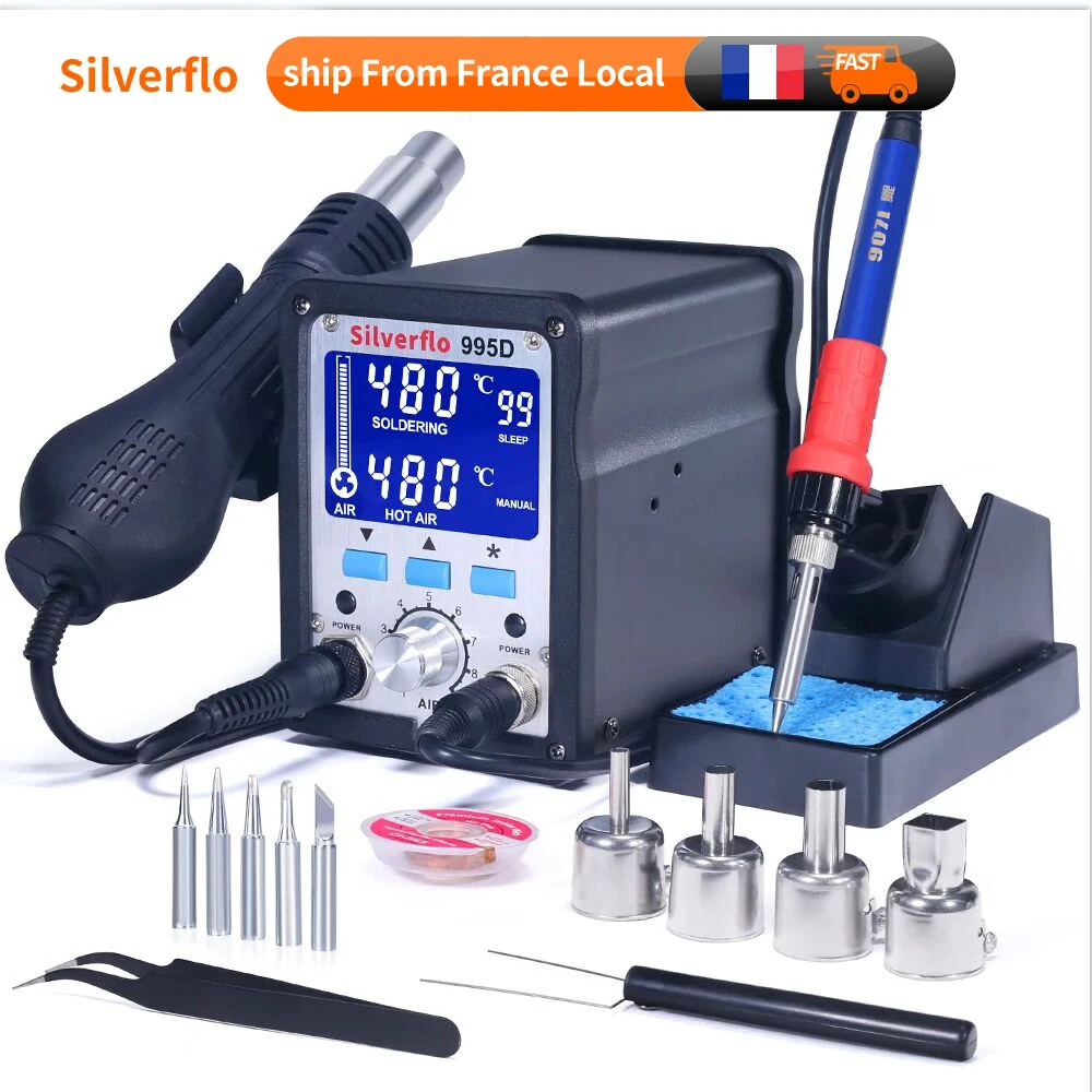 995D Soldering Station Large LCD Display Hot Air Welding Station with Sleep Auto Manual Mode &deg; C /&deg; F Conversion