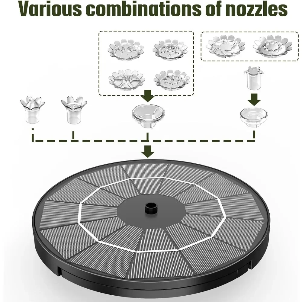 3.5W/2.8W Outdoor Solar Fountain Circular Split Design Fountain Multiple DIY Nozzles Kit Solar Bird Bath Pump