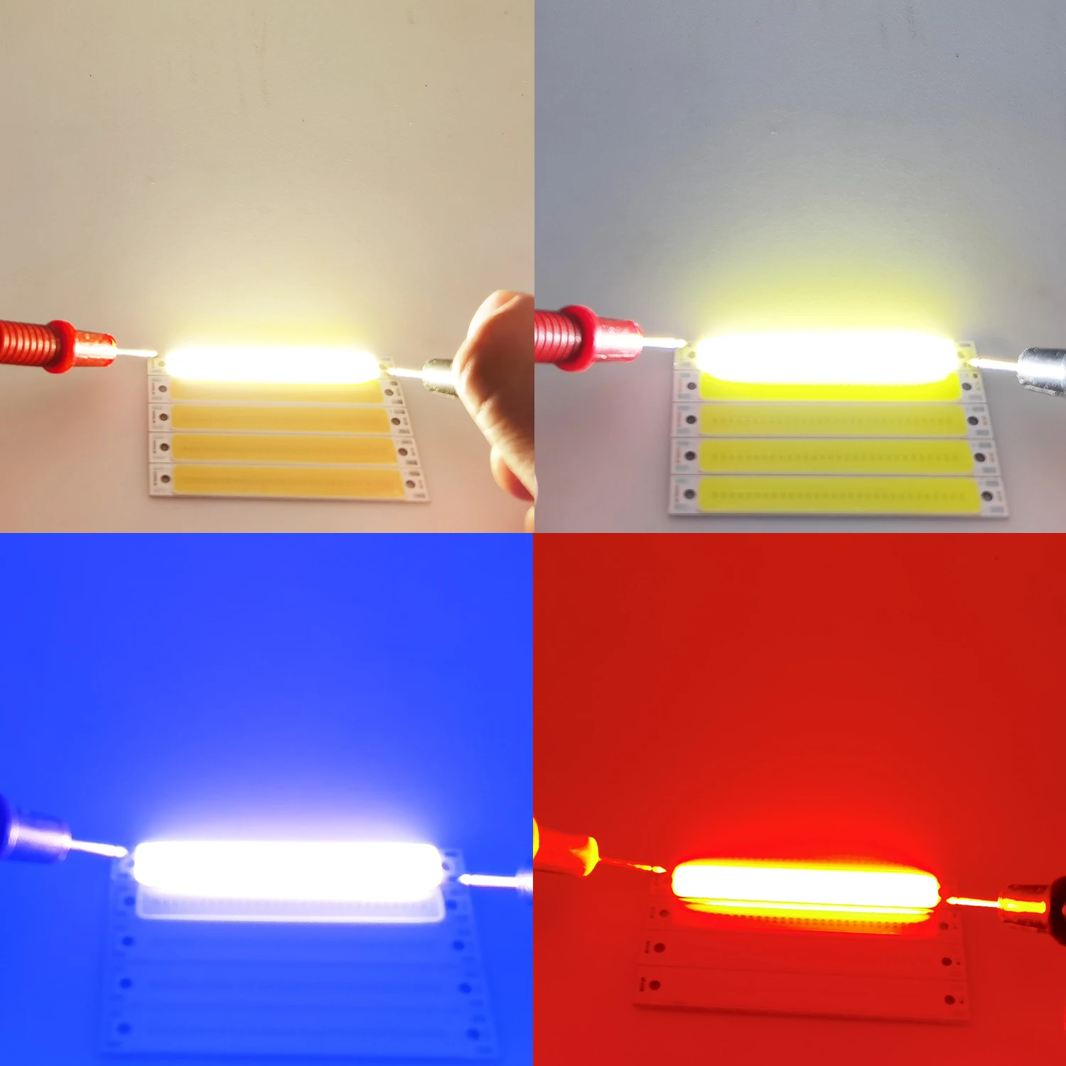 뜨거운 판매 3V 3.7V DC 60mm 8mm LED 스트립 1.5W 3W 따뜻한 차가운 흰색 파란색 빨간색 COB 광원 DIY 자전거 작업 램프