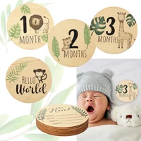 7PCS Newborn Photography Props Wooden Monthly Milestone Cards Baby Shower Gifts for Boys and Girls Photography Accessories 1