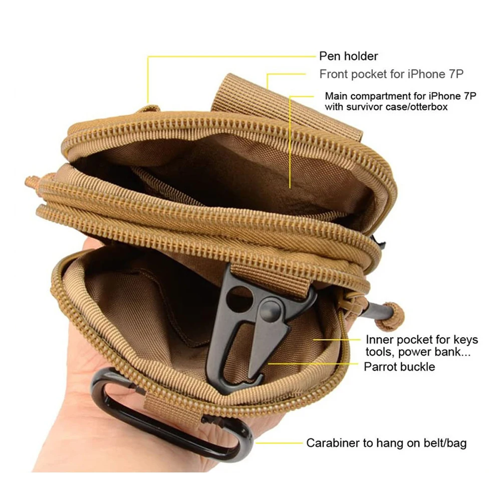 Tactical Molle EDC Utility Pouch Gadget Belt Waist Bag with Cell Phone Holster Holder