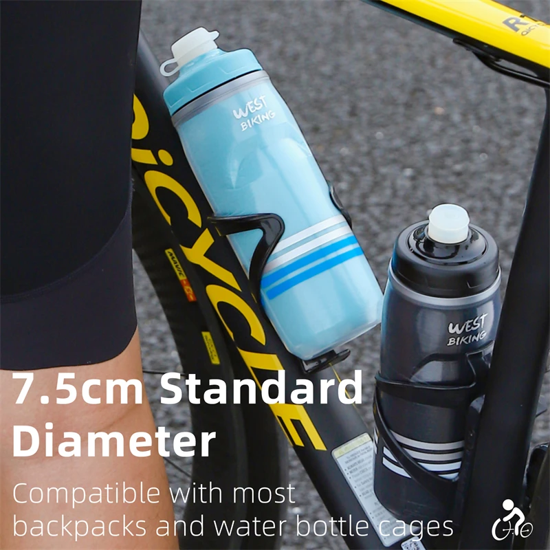 bicycle water bottle water bottle sports bottle WEST BIKING 3 Layer Cold Insulated Cycling Water Bottle 620ML Portable MTB Road Bike Heat And Ice-protected Bicycle Fitness Bott