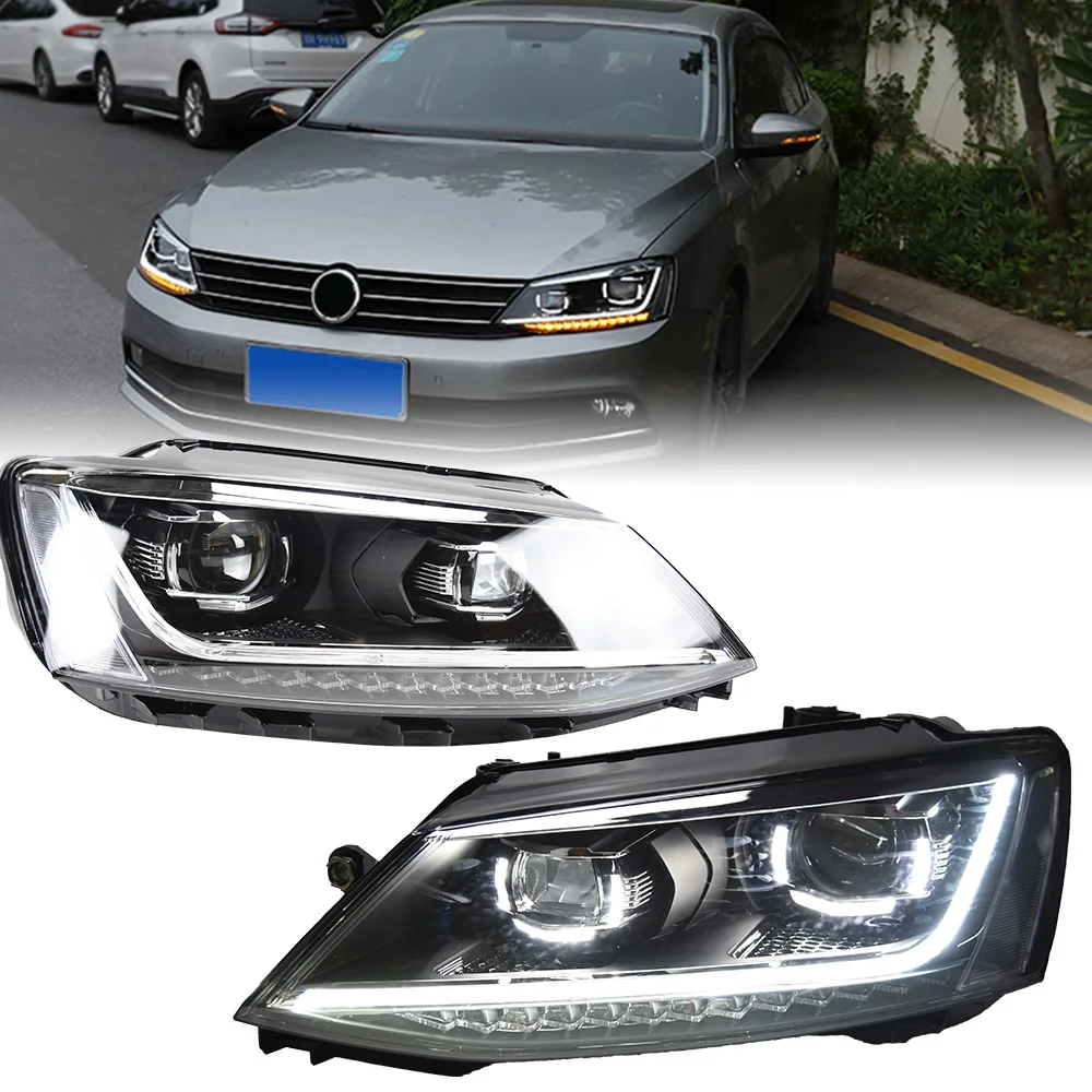Headlight For VW Jetta MK6 2012-2018 Car автомобильные товары LED DRL Hella  Xenon Lens Hella Hid H7 Jetta Car Accessories