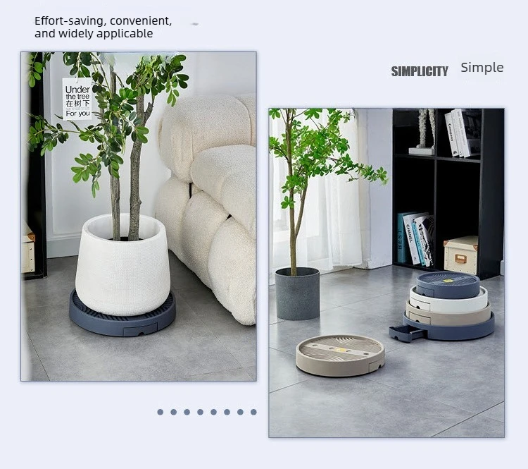 Mobiler Runder Blumentopf mit Kunststoff-Untersetzer und Rädern zur Wasserspeicherung, Hohe Belastbarkeit und Atmungsaktive Bodenunterstützung – Detail 16