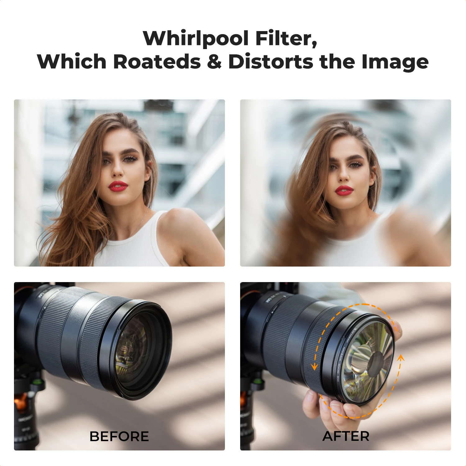 K&F Concept  Spiral Halo Camera Lens Filter 58mm 67mm 72mm 77mm 82mm Premium Optical Glass Halo Swirl Special Effect Filter 4