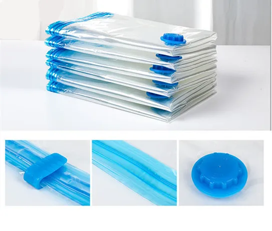Vacuum Bag for Clothes Storage Bag With Valve Transparent Border Folding Compressed Organizer Travel Space Saving Seal Packet