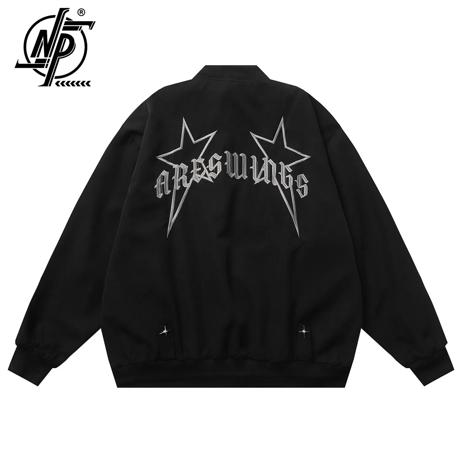 

Autumn Bomber Jacket Men Women Letter Star Embroidery High Street Windbreak Jacket Unisex Loose College Varsity Coat 2023