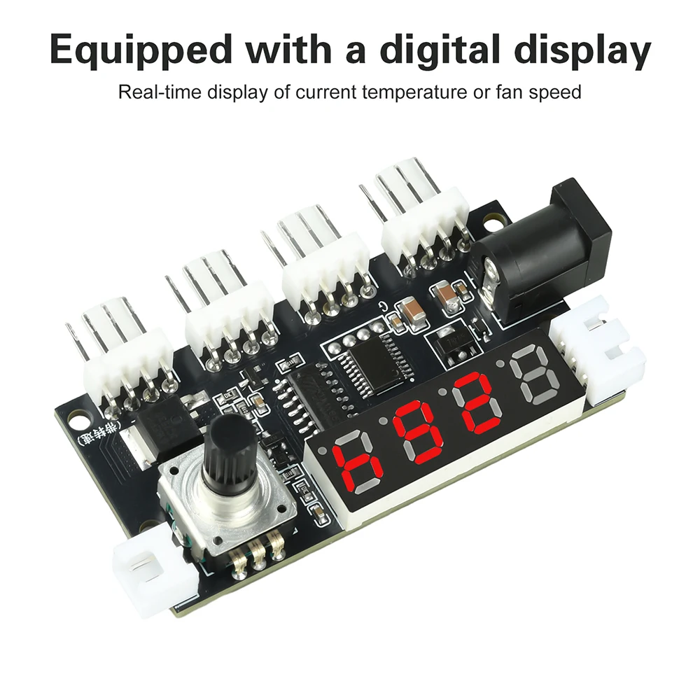 DC 5-24V PWM 속도 컨트롤러 팬 속도 조절기 4방향 출력 PC CPU 쿨러 팬 온도 제어 스위치 + 10K NTC 온도 센서