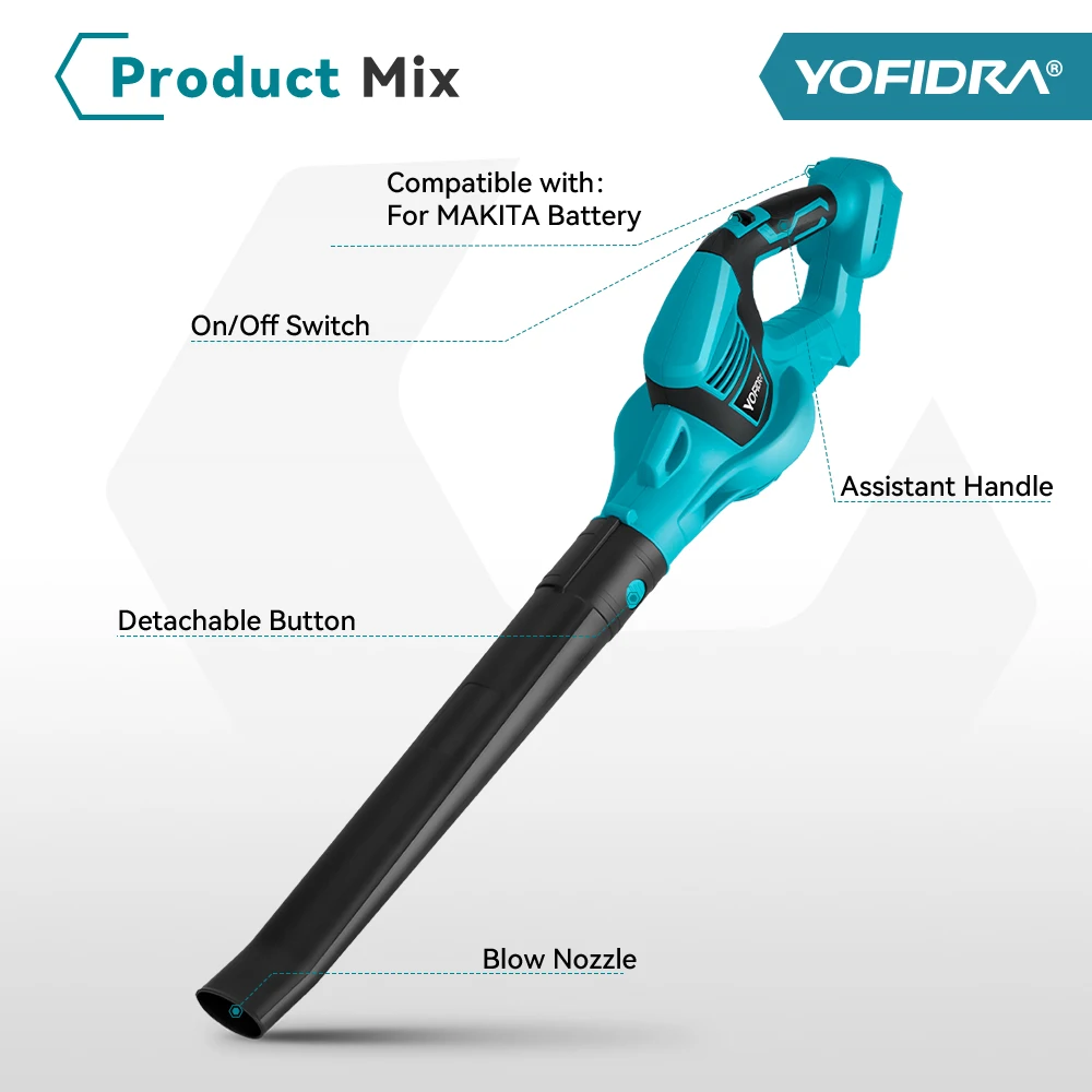 Yofidra Electric Blower Cordless Efficient Leaf Snow Dust Blowing Blower Garden Cleaning Tool For Makita 18V Battery 3
