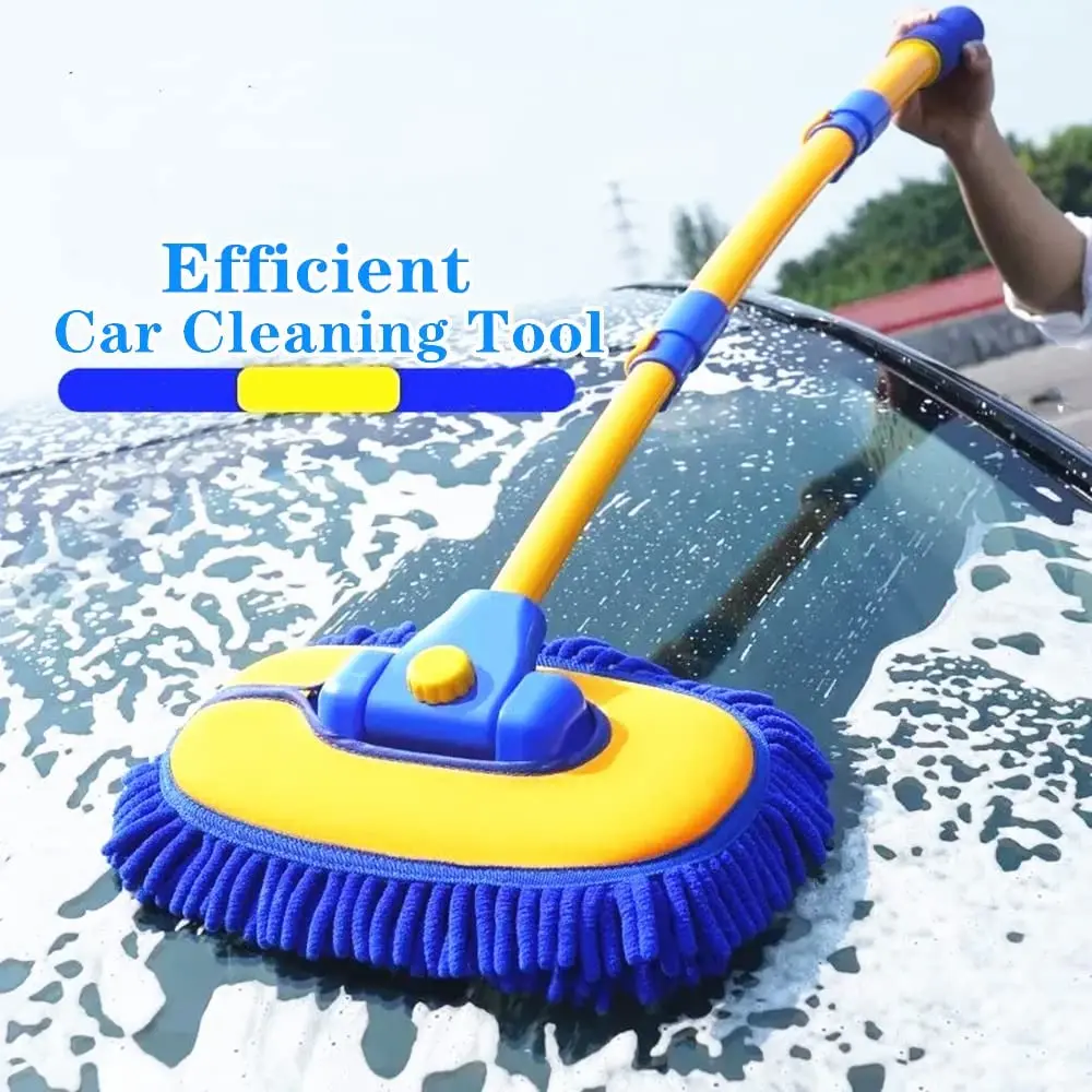 Upgrade Car Wash Brush With Long Handle Microfiber Car Cleaning Brush Supplies Kit Car Wash Mop