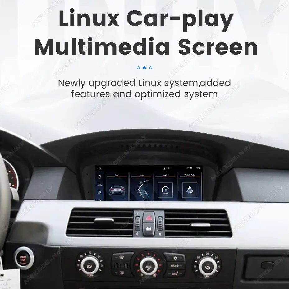 Pantalla MEKEDE Linux de 8.8 Pulgadas para BMW Serie 5 E60 E61 E62 E63 Serie 3 E90 E91, Reproductor Multimedia para Auto, Radio Estéreo, CarPlay Inalámbrico y con Cable, Pantalla Táctil 5
