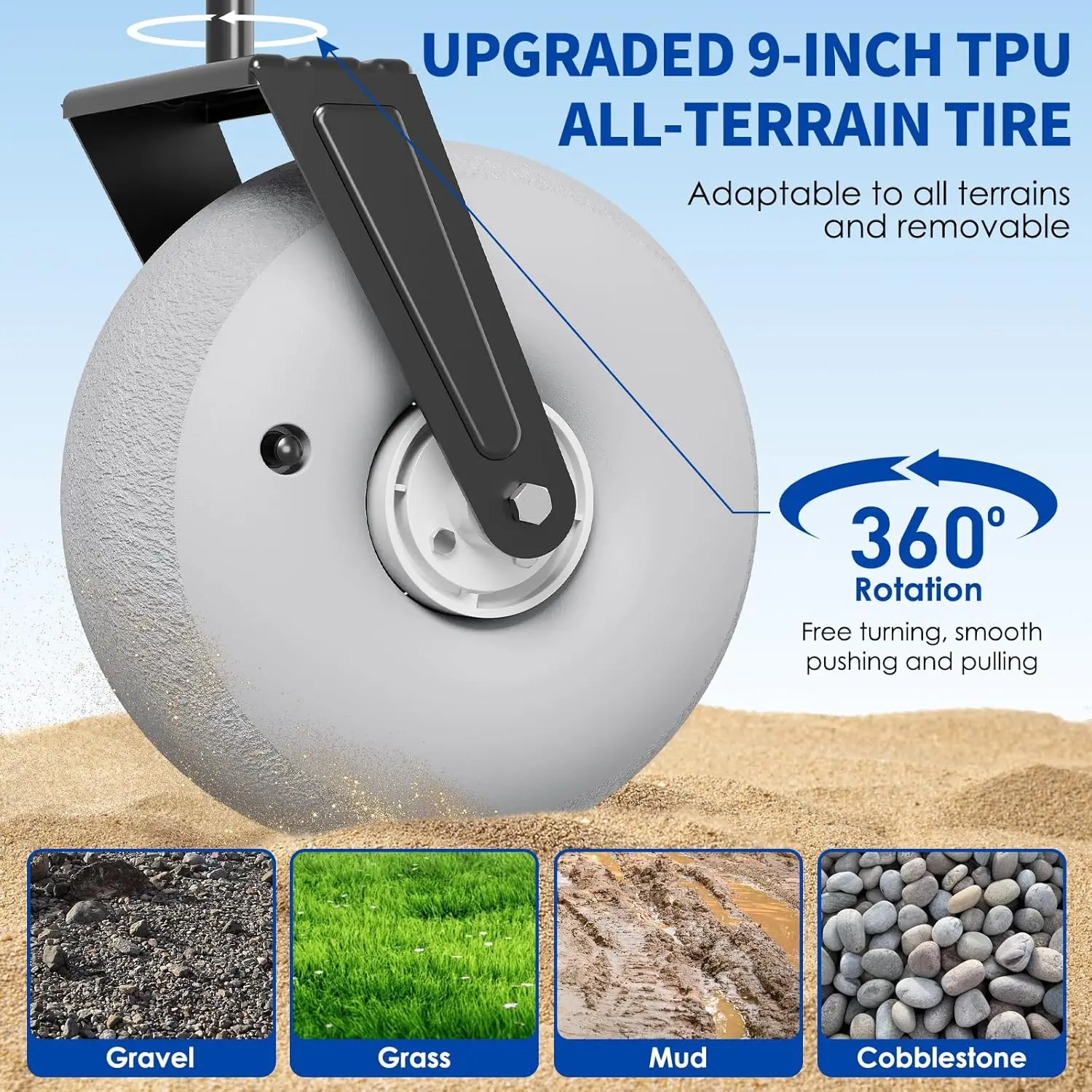 Beach Wagon with Big Wheels for Sand - 450lbs Load Heavy Duty Wagons Carts Foldable with 9" All Terrain Inflatable Tires