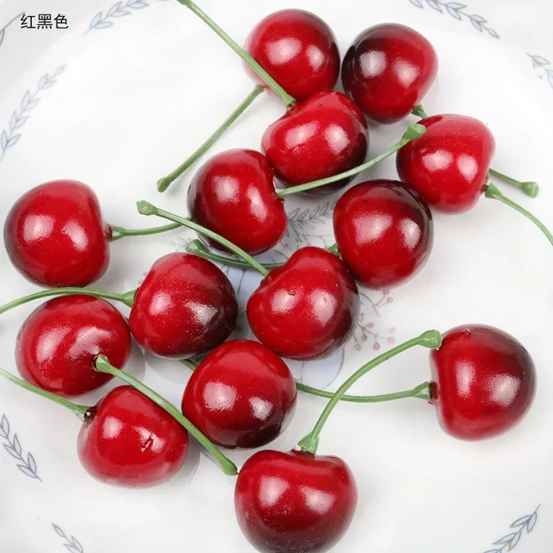 Artificial Fruits and Vegetables 50Pcs Pack Artificial Lifelike Simulation Small Red Black Cherries Fake Fruit Model Home House Kitchen Party Decoration Desk