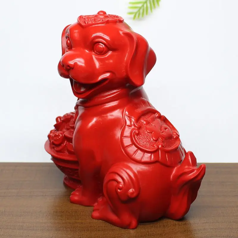 Natural Cinabro Zodiac Dog Red Sand Cornucopia Lucky Wangcai Dog Home Town House Feng Shui Crafts