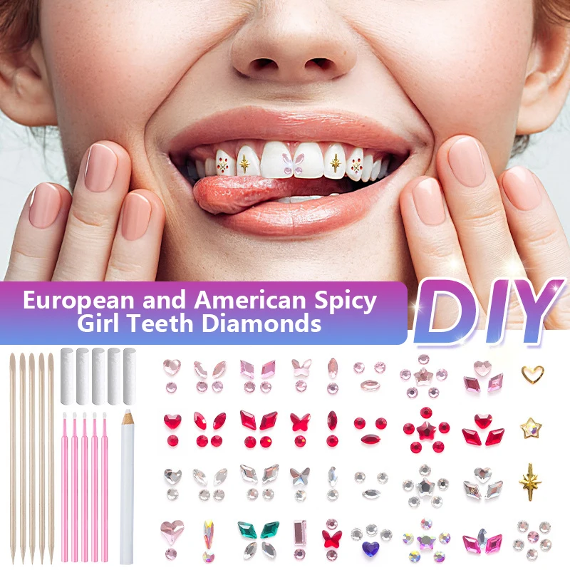 

Dental Drill Tooth Jewelry Ornaments With Box Diy Stickers Teeth Gems Beauty Diamond Dental Crystal Teeth Jewelry Gem Decoration