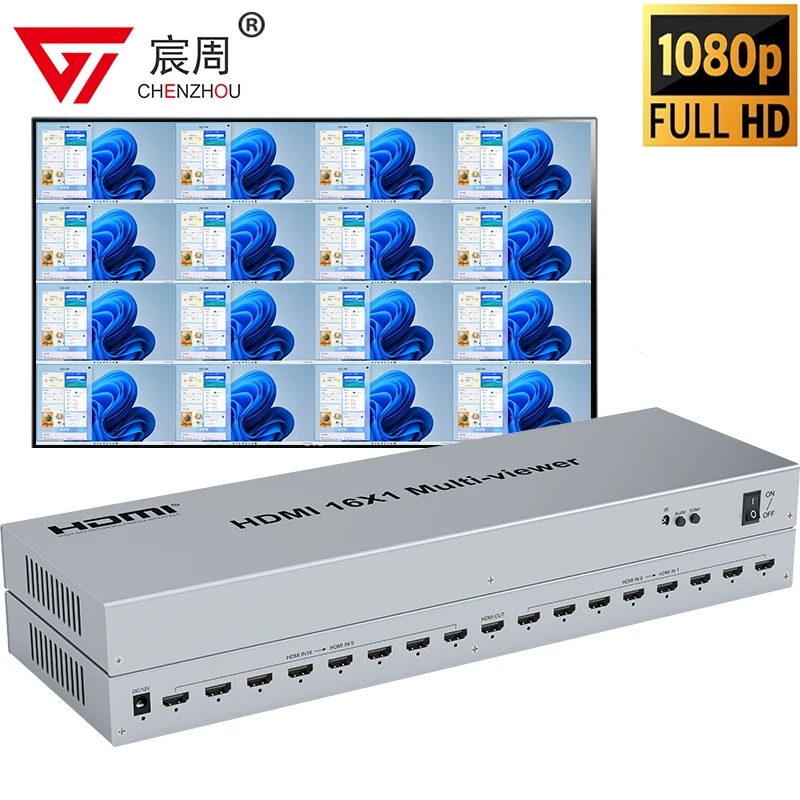 HDMI мультипросмотр 16x1 HDMI экран мультипросмотр бесшовный переключатель 16 в 1 выход 1080P Quad мультипросмотр 4 6 8 16 PC разделитель экрана