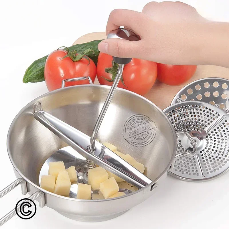 Stainless Steel Food Mixer Jam Manual Mixer Mashed Potato Press Mashed Potato Vegetable and Fruit Grinder