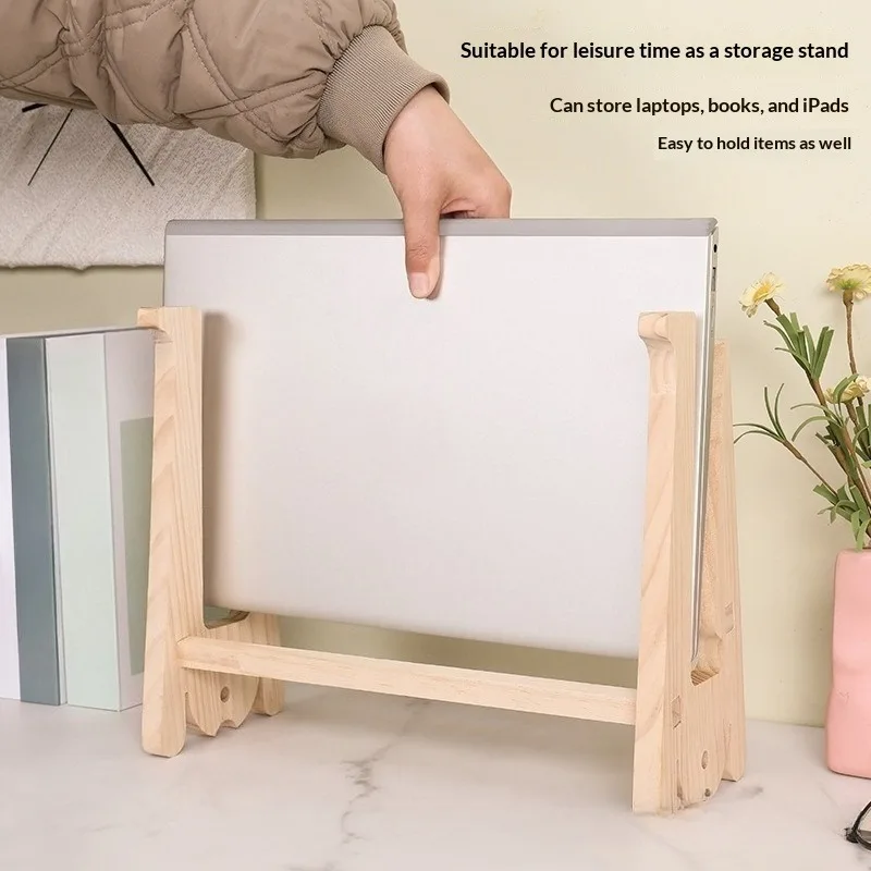 단단한 나무로 만든 노트북 스탠드 브래킷, 높이 조절 가능한 선반, 강화된 게이밍 쿨링 랙, 수직 데스크탑 정리대