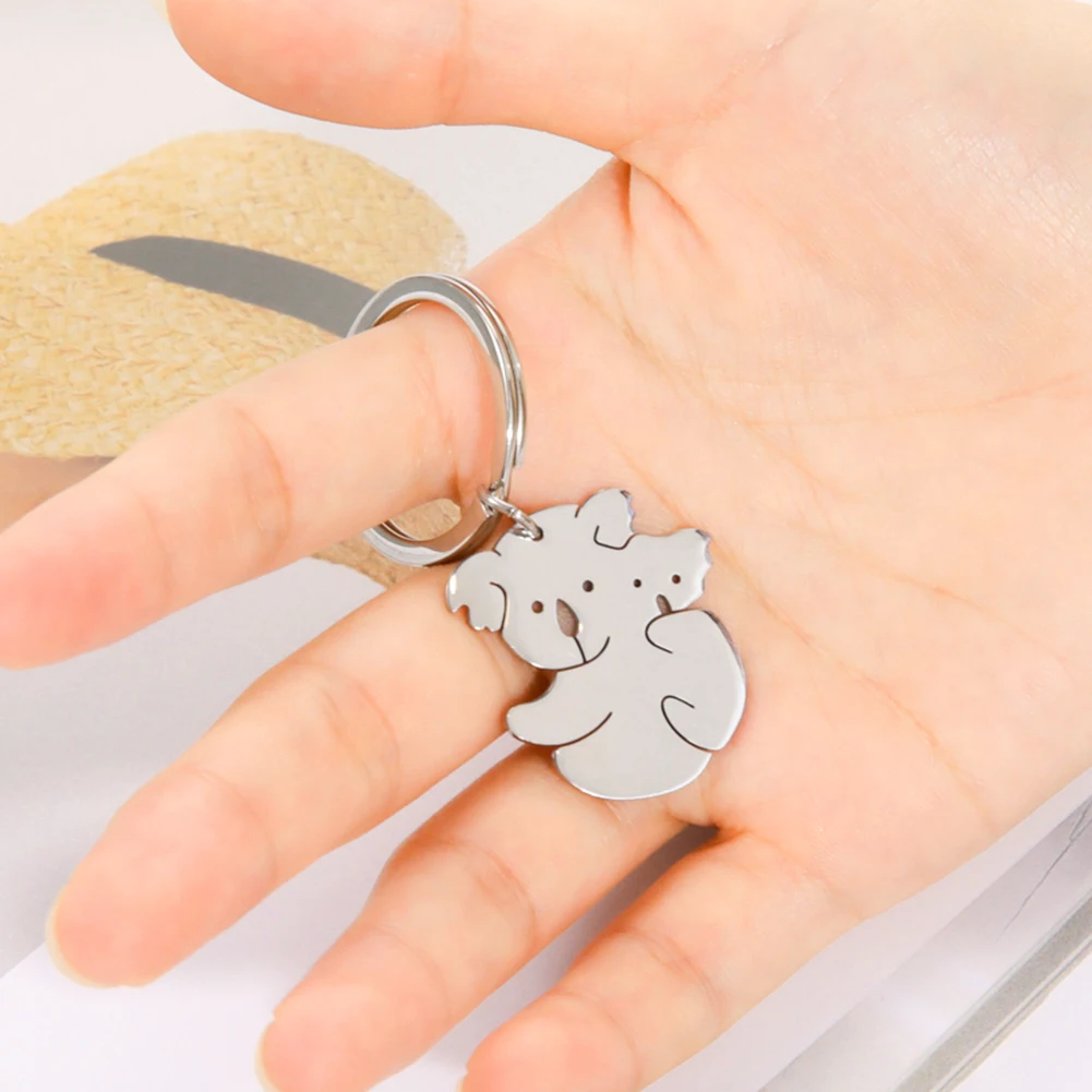 Lucktune Cute Koala Keychain Stainless Steel Dinosaur Animal Key Chain ...