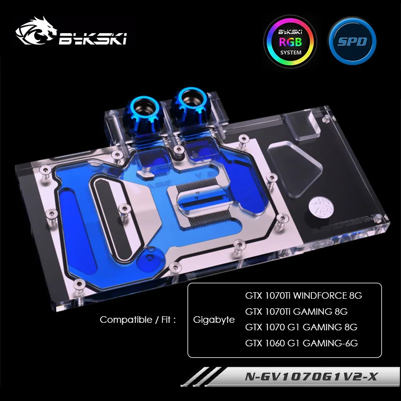 

Водяной блок BYKSKI Gpu для GIGABYTE GTX1070TI-GAMING-8G/GV-N1070WF2OC-8GD(rev2.0)/1070 G1 GAMING-8G rev.2.0/AORUS GTX1070TI