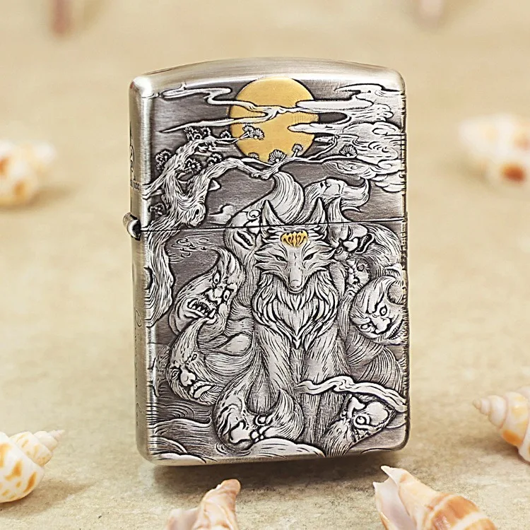 

Оригинальная зажигалка Zippo с золотым лисьим маслом, медная подсветка, подарок с кодом против подделки