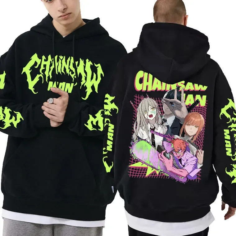 

Chainsaw Man Japanese Anime Denji Hayakawa Aki Power Makima Double Sided Print Hoodie Men Women Fashion Casual Loose Sweatshirt