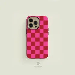 Checkered Pink Red Acrylic Magnetic Phone Case - iPhone 12 Mini (Magnetic)