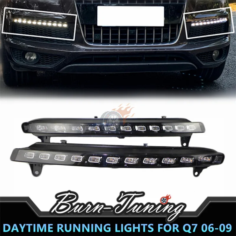 kinakål tryk Ansættelse 2X LED Daytime Running Lights For Audi Q7 2006-2009 Amber Turn Signal Light  Dynamic Car DRL Waterproof 12V Fog Lamp 4L0953041