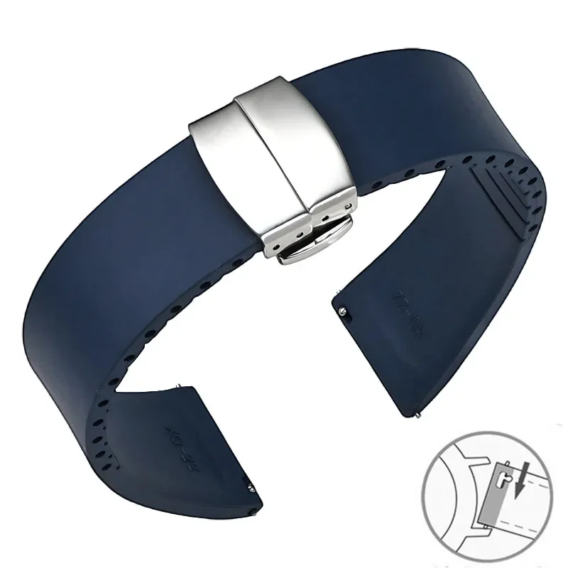 Premium Fluoro Rubber Quick Release Watch Band with Universal Butterfly Buckle
