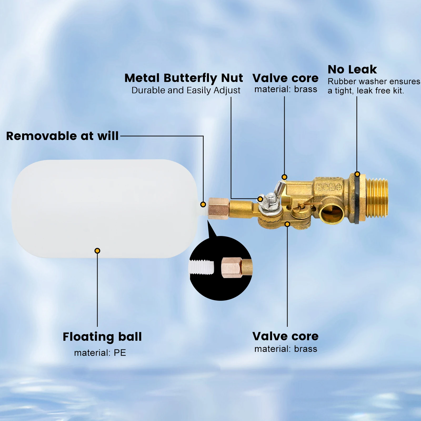 1/2 Inch Male Thread Water Level Copper Valve Tower Float Ball Valve Tank Water Tank Level Accessories 1/2Pcs