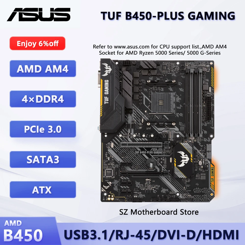 ASUS TUF B450-PLUS GAMING B450 AM4 マザーボード Ryzen 5/7/3